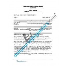 Bill of Sale of Personal Property - Tennessee (No Warranty)